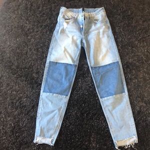 Patched mom jeans